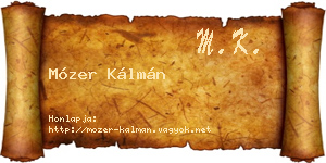Mózer Kálmán névjegykártya